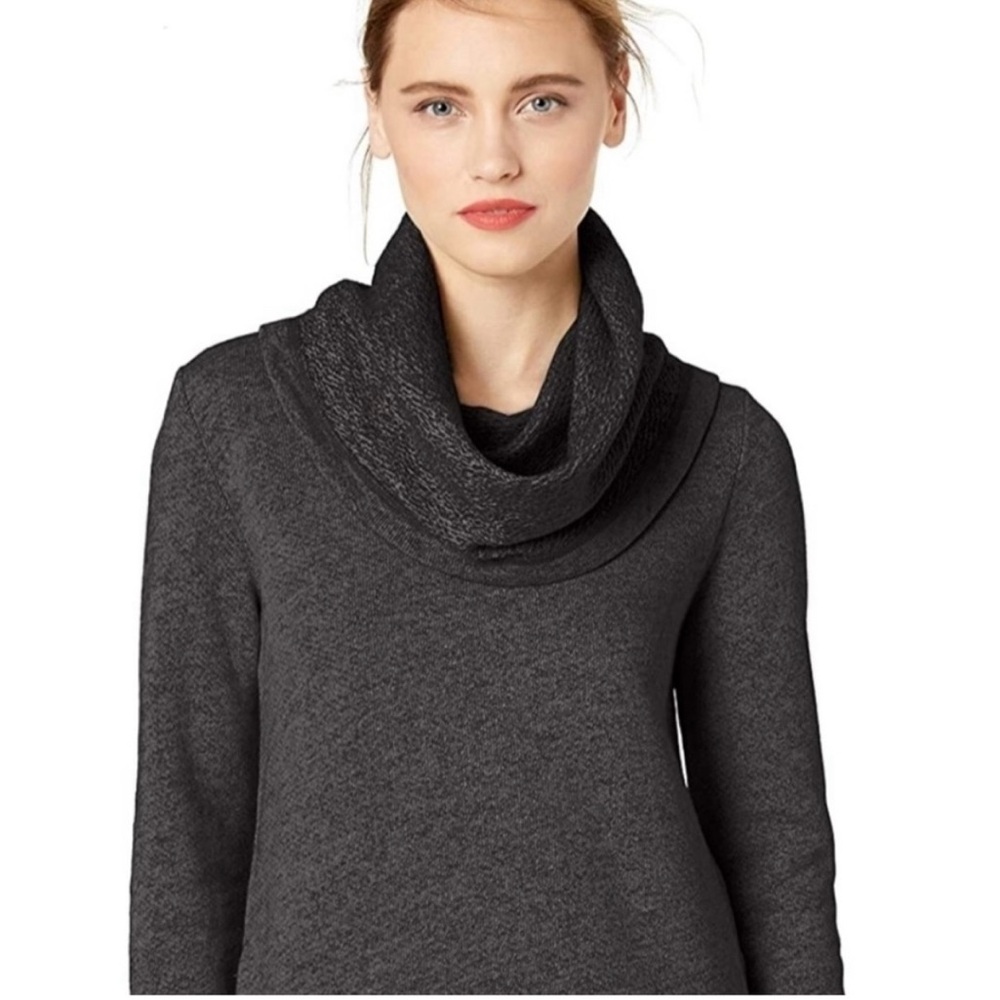J.Crew Funnel Neck Charcoal Pullover Sweatshirt w/pockets EUC L